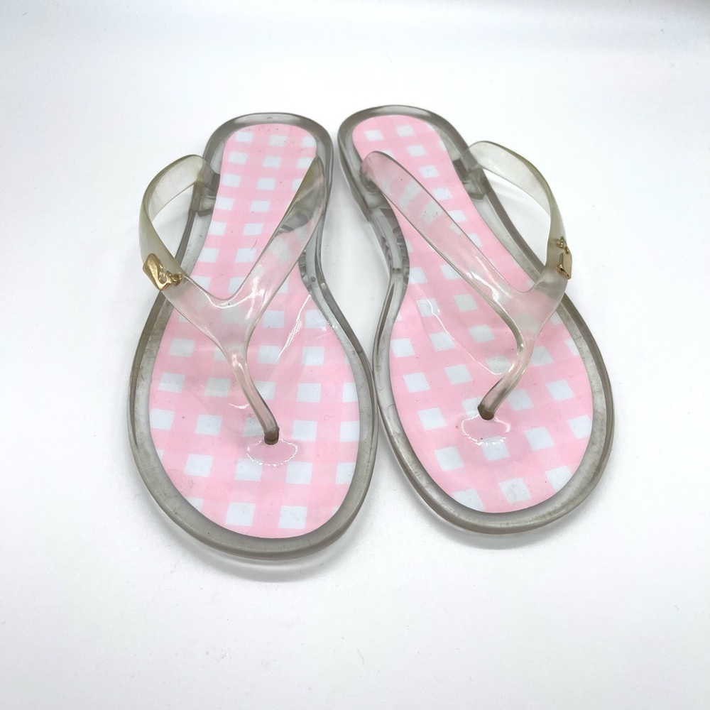 Vineyard Vines Jelly Flip Flops Pink and White Checkered - Picture 6 of 6
